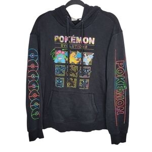 Pokemon Evolutions Graphic Hoodie Mens Size Large in Black